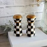 Vintage Checks Salt And Pepper Shaker Hand Painted Black And White Checked Decor 6 small
