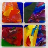 Fused Glass Coasters - Ulu Pua 6 small