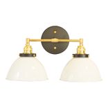 Modern Farmhouse 2-Shade Vanity Light, Brass Fittings 2 small