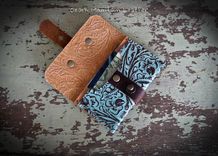 Bison And Turquoise Leather Card Wallet For Man Or Woman 3 small
