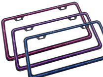 Stripe Crystallized Bling Slim License Plate Frame Genuine European Crystals Bedazzled 1 small