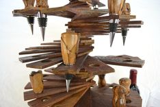 Wine Bottle Stopper Display - Korasi - Made From Retired Napa Wine Barrels 2 small
