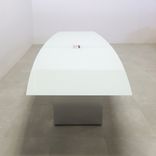 Boat Shape Custom Conference Table, Tempered Glass Top - Omaha Meeting Table 3 small