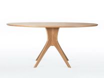 Oval Dining Table With Mid Century Modern Pedestal Base In Solid White Oak "Kapok Table" 6 small