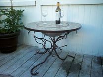 Forged Let, Slate Tile Table Fire Pit. 1 small