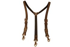 Distressed Brown And Black Leather Suspenders With Antique Brass Hardware 2 small