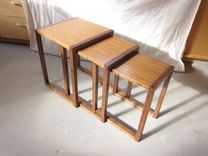 Walnut And Bamboo Nesting , End , Side Tables , Mid Century Modern 1 small
