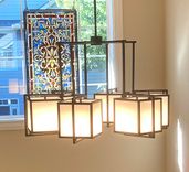 Dramatic Frank Lloyd Wright Style Black Chandelier 2 small