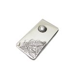 Sun Mountains Money Clip - Etched Silver Money Clip - Textured Money Clip - Ooak Credit Card Holder 1 small