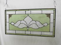 Traditional Vintage Look Victorian Stained Glass Panel Window Transom 4 small