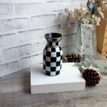 Courtly Seafoam Checks Vase Hand Painted Black And White Check Decor 3 small