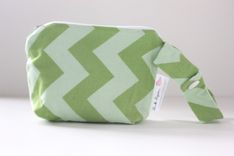 Mini Gusseted Messy Bags (Snack Bags) - Green Chevrons 1 small