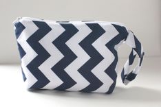 Large Gusseted Messy Bags (Snack Bags) - Navy Chevrons 1 small