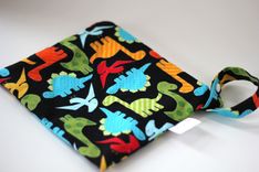 Small Lay Flat Messy Bags (Wet Bags) - Dinosaurs In Bright 1 small