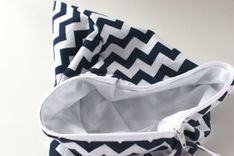 Small Lay Flat Messy Bags (Wet Bags) - Navy Chevron 5 small