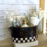 Vintage Check Towel Caddy Holder Nwt Black And White Check Vanity Organizer 6 small