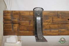 Hewn Mantel With Metal Straps And Corbels 4 small