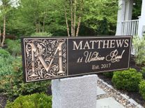Family Name Sign - Dark Stain Address Or Bride And Groom Names 2 small
