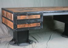 Vintage Industrial Wooden Desk With Drawers - Reclaimed Wood Desk - Urban Style Desk 3 small