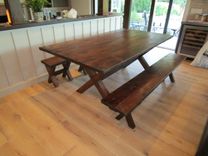 Reclaimed Wood Dining Table And 4 Benches 1 small