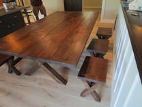 Reclaimed Wood Dining Table And 4 Benches 4 small