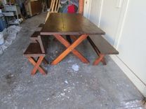 Reclaimed Wood Dining Table And 4 Benches 6 small