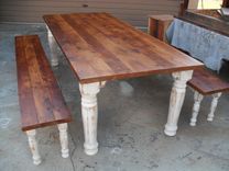 Table And 2 Benches Custom Made From Reclaimed Wood 1 small