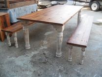 Table And 2 Benches Custom Made From Reclaimed Wood 2 small