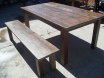 Reclaimed Wood Dining Table And Bench Custom Made In The Usa From Reclaime Wood 2 small