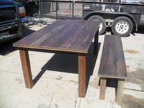 Reclaimed Wood Dining Table And Bench Custom Made In The Usa From Reclaime Wood 3 small