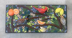 Through The Thicket, Bird And Citrus Mosaic Wall Art 1 small