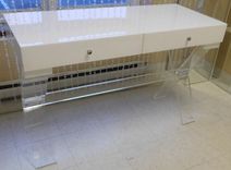 Acrylic Desk With "X" Base , Duel Drawer Assembly - Hand Crafted Custom Sized 1 small