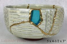 Kintsugi / Kintsukuroi Pottery Repaired With Gold Effect 6 small