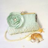 Seafoam Green Clutch Purse With Swarovski Crystal Beads 1 small