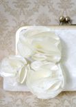 Bridal Clutch Purse In Ivory Lace With Pom Pom Flowers 3 small