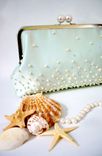 Seafoam Green Clutch Purse With Swarovski Crystal Beads 5 small