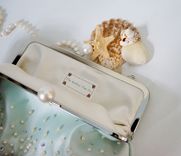 Seafoam Green Clutch Purse With Swarovski Crystal Beads 3 small