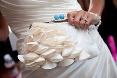 Ruffled Bridal And Bridesmaid Clutch Purse With Blue Clasps 1 small