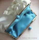 Ruffled Bridal And Bridesmaid Clutch Purse With Blue Clasps 4 small