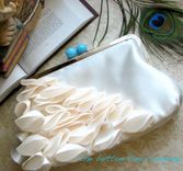 Ruffled Bridal And Bridesmaid Clutch Purse With Blue Clasps 3 small
