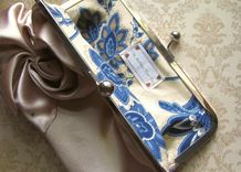 Art Deco Wedding Clutch Purse With Draped Flower Detail 2 small