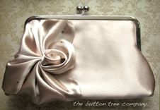 Art Deco Wedding Clutch Purse With Draped Flower Detail 1 small
