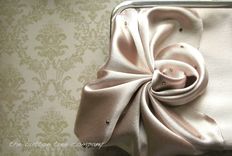 Art Deco Wedding Clutch Purse With Draped Flower Detail 3 small