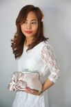 Art Deco Wedding Clutch Purse With Draped Flower Detail 4 small