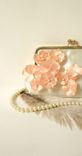 Ivory Clutch Purse With Peach Flower Adornments 2 small