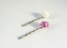 Hairpins With Lavender And White Chrysanthemum Bouquet 2 small