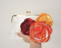 Autumn-Inspired Clutch Purse With Handmade Flowers 1 small
