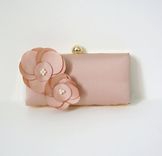 Blush Dutch Satin Clutch Purse With Handmade Flowers And Pearls 1 small
