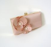 Blush Dutch Satin Clutch Purse With Handmade Flowers And Pearls 2 small