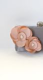 Blush Dutch Satin Clutch Purse With Handmade Flowers And Pearls 3 small